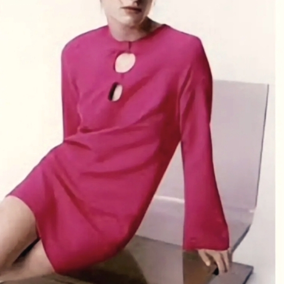 NWT Zara Hot Pink mini dress, M. - Picture 6 of 10